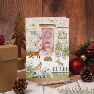 'Christmas Cottage' Woodland Animal Advent Calendar card