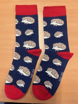 Blue and red bamboo adult socks by Bare Kind