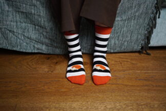 Black and white striped adult socks by Bare Kind