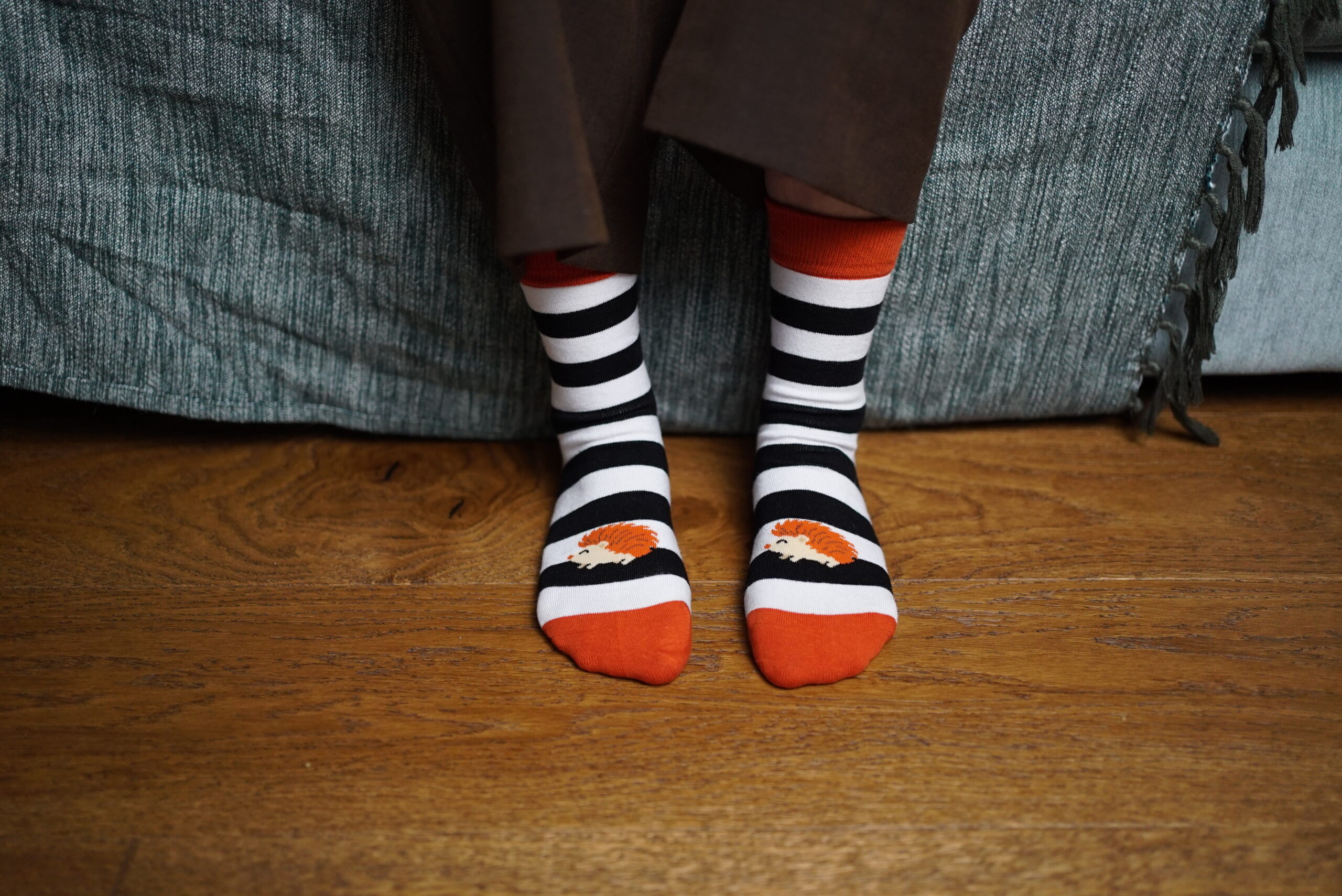 Black and white striped adult socks by Bare Kind